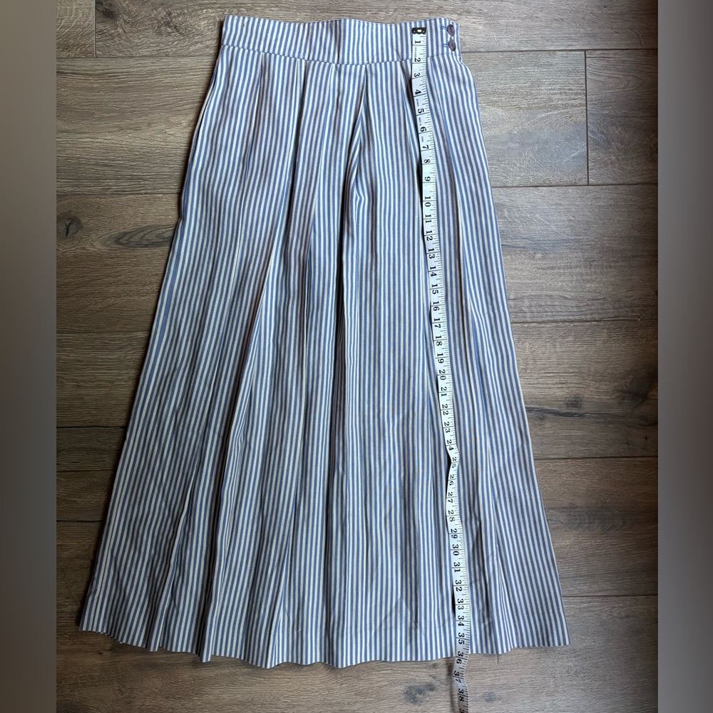 Vintage Prophecy Blue White Stripe Pleated Long Skirt 28” Waist Small Maxi USA - Picture 8 of 10